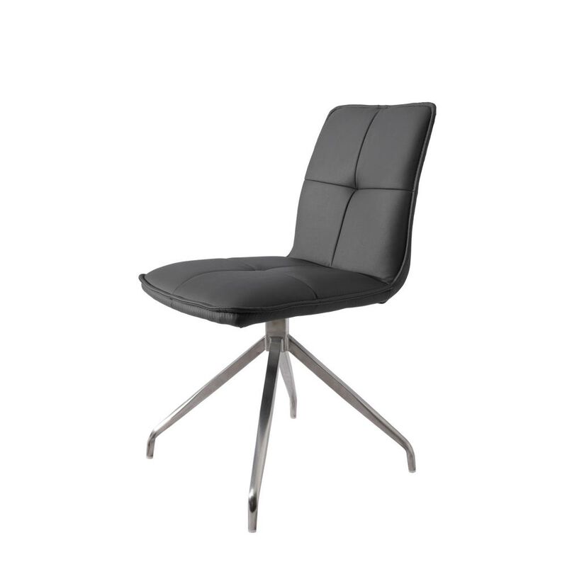 Dining Chair With Pu Seat And Brushed Stainless Steel Leg, Set Of 2