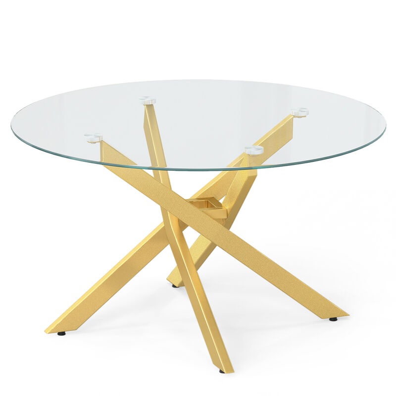 Circular Glass Coffee Table with Tempered Glass Top for Home Office Living Room image number 0