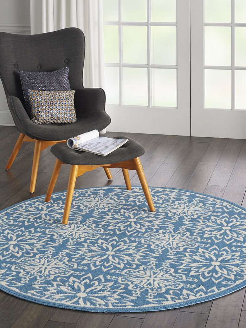 Jubilant JUB06 Ivory/Blue 5'3" x Round Rug