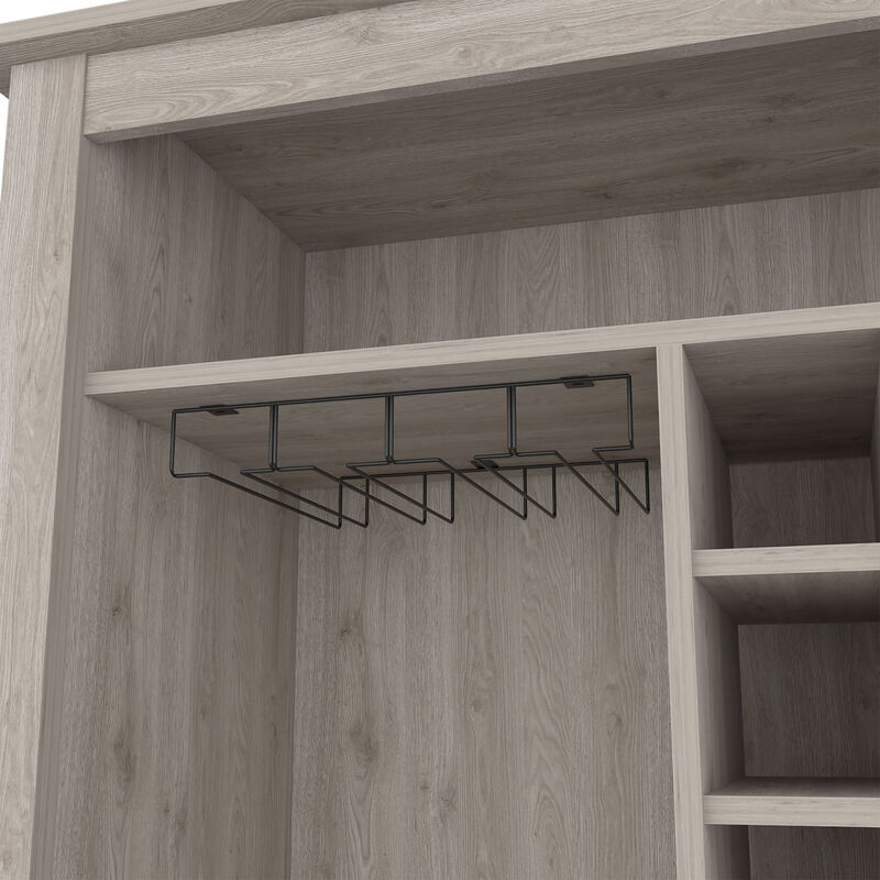 DEPOT E-SHOP Mojito Bar Cabinet, Six Built-in Wine Rack, One Open Drawer, One Open Shelf, Light Gray
