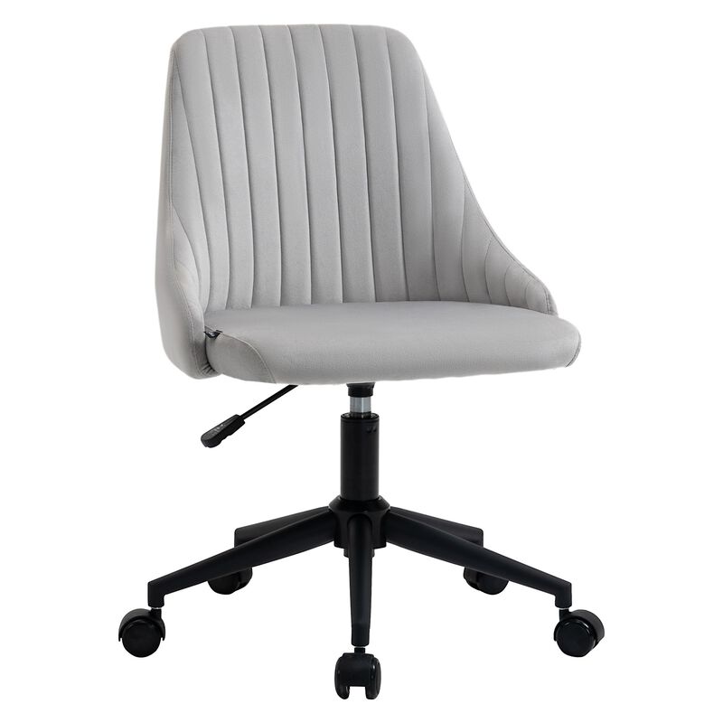 Slate Task Chair: Velveteen Swivel Mid-Back with Fluted Design