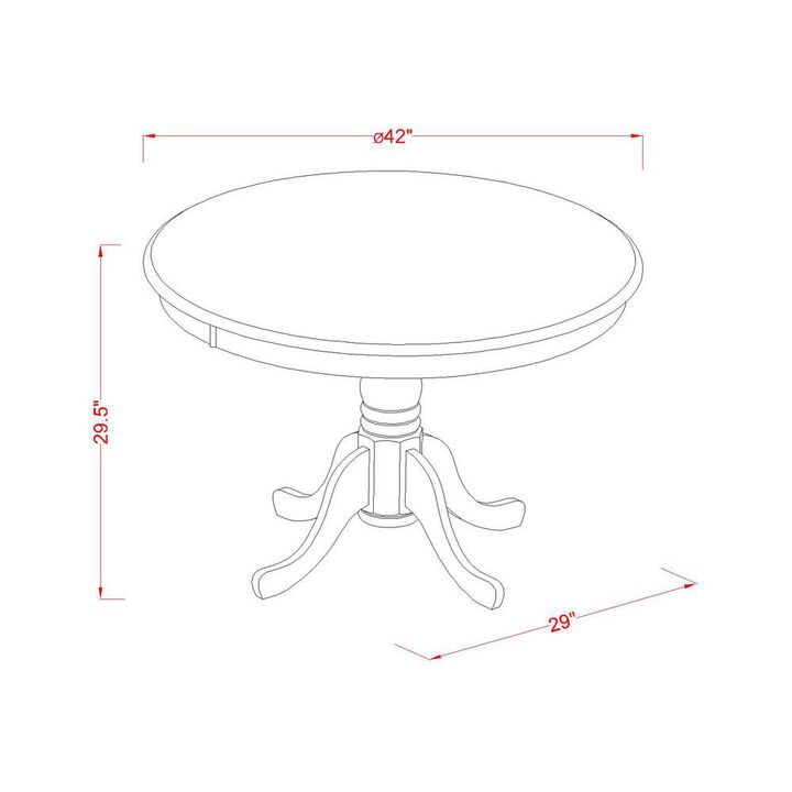 East West Furniture Hartland  Table  42  diameter  Round    Table  -Linen  White  Finish