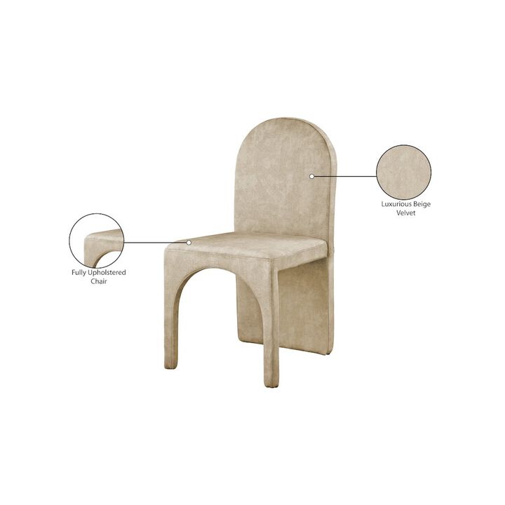 Meridian Furniture Summer Beige Velvet Dining Side Chair, Set of 2