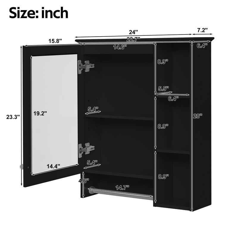ELEMENT ACE Wall Mounted Medicine Cabinet with Adjustable Shelf and Integrated Towel Bar Organization Solution image number 2