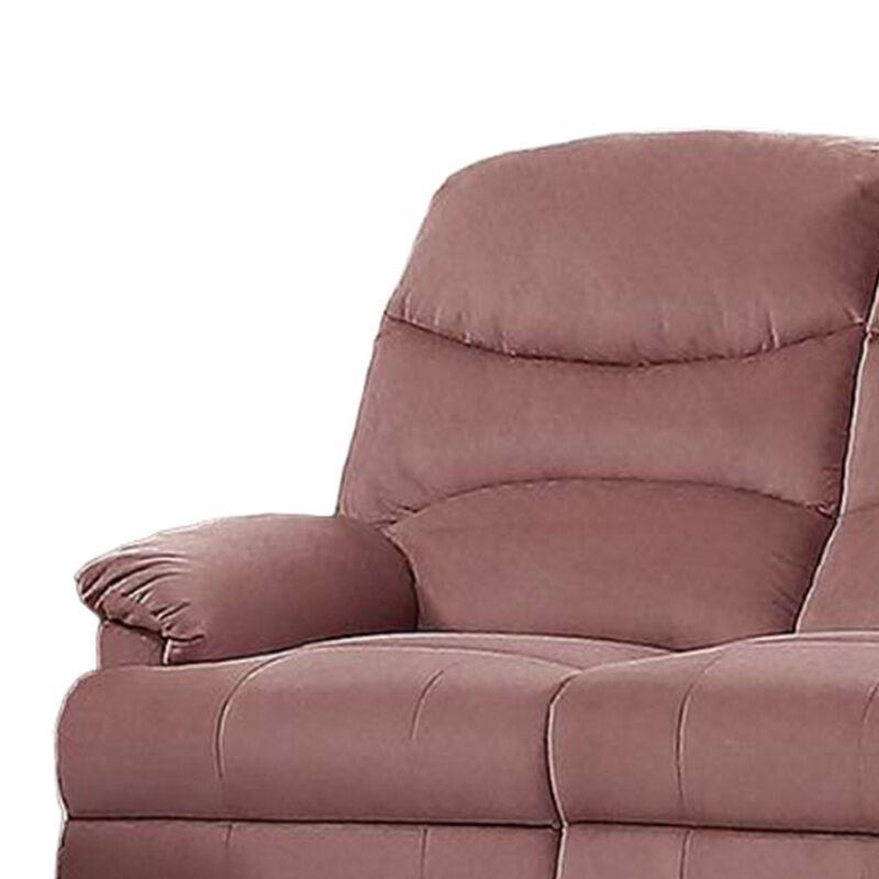 Karry Manual Recliner Sofa, Blush Pink Velvet, Solid Wood, 73 Inch