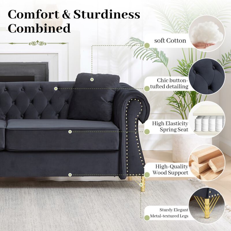 Brast Velvet Chesterfield Sofa image number 2