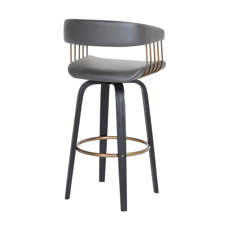 HomeRoots Faux Leather Swivel Bar Height Bar Chair image number 4