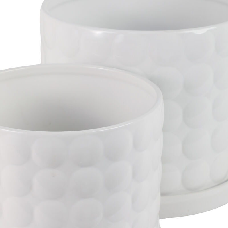 White Ceramic Bubble Planter Set