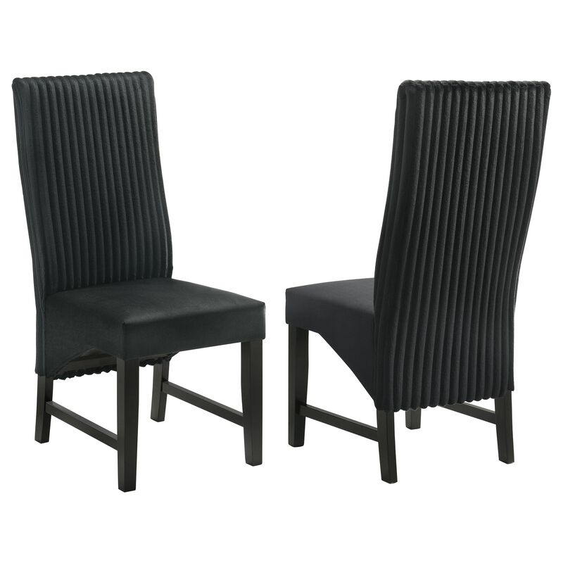 Ranna Dining Chair Set of 2, Black Velvet Foam Cushions, Hardwood - Benzara