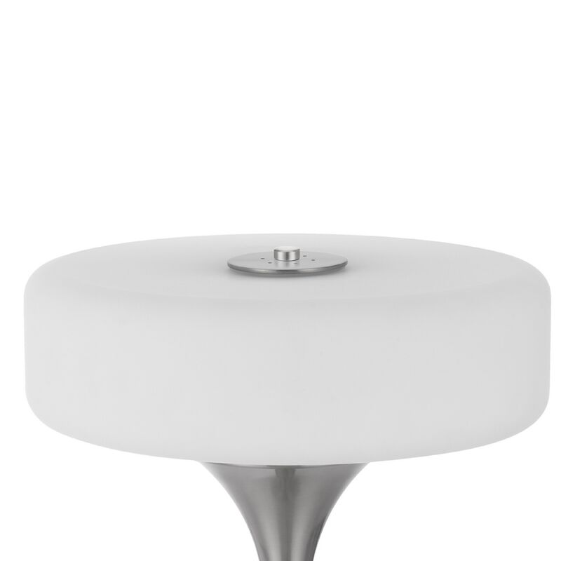 Table Lamp, USB Ports, Frosted White Glass Shade, 22 Inch Brushed Steel image number 5
