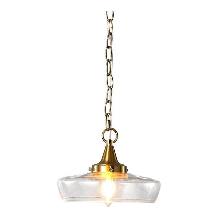 Gold Clear Glass Pendant Light with Adjustable Chain and Swivel Joint