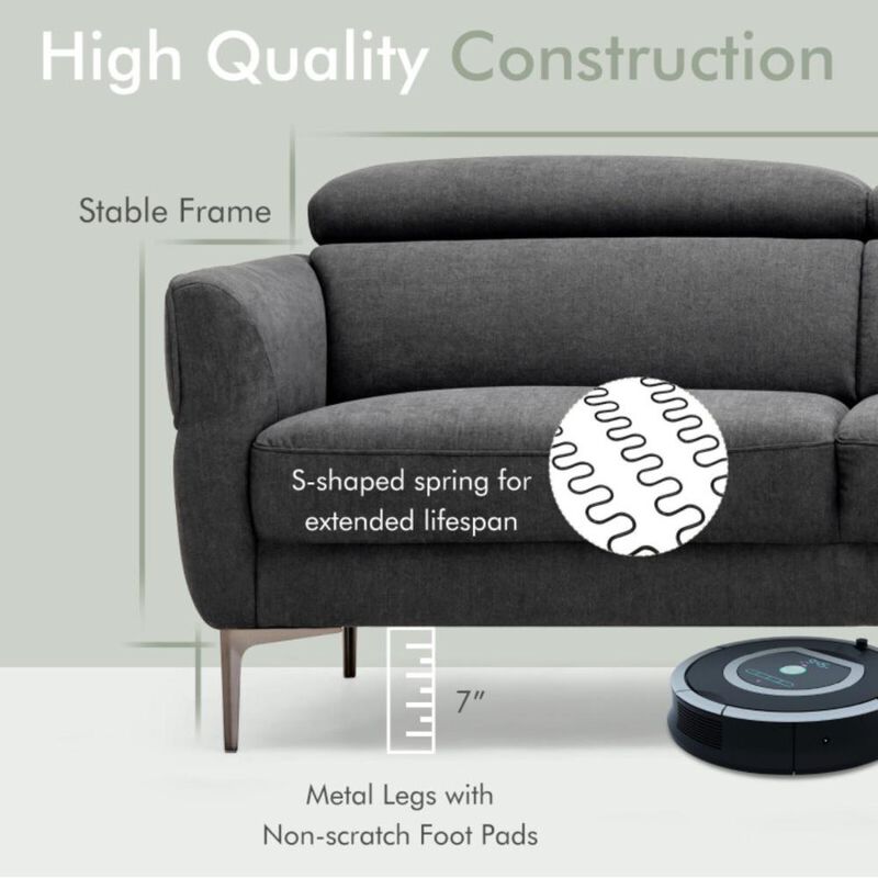 Hivvago Modern Fabric Loveseat Sofa Couch with Adjustable Headrest image number 5