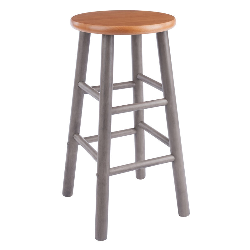 Huxton 2-Pc Counter Stool Set, Oyster Gray and Teak