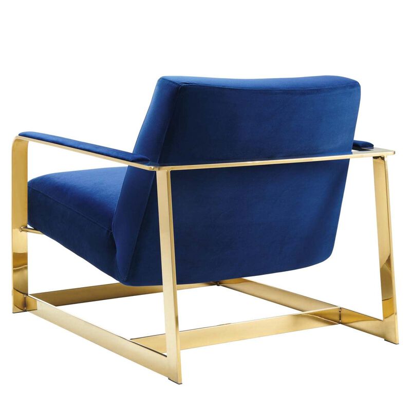 Modway Seg Performance Velvet Accent Chair, Gold Navy