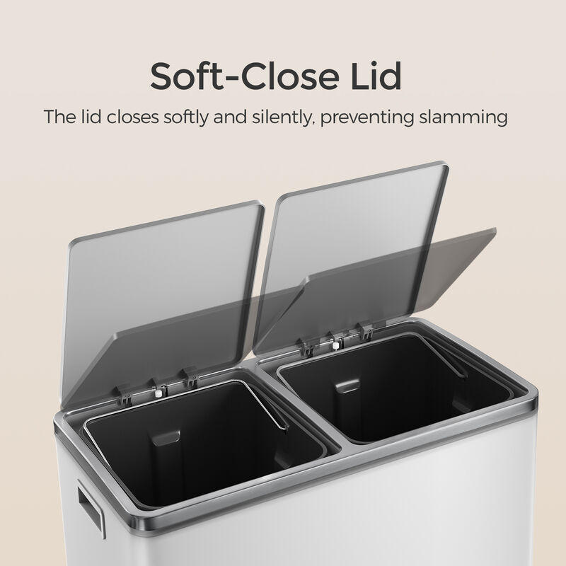 Dual Section Kitchen Trash Can with Airtight Hinged Lid System image number 5