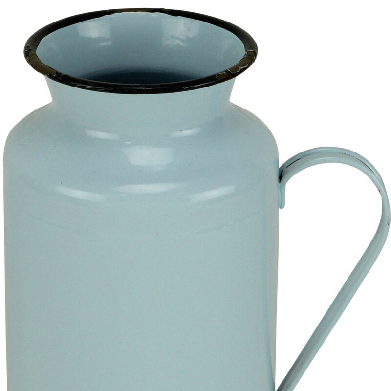 Hivvago 10 Inch Blue and Black Metal Jug Vase