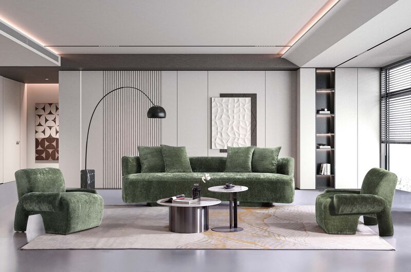 Verandah Green XL Sofa and Accent Chairs Set