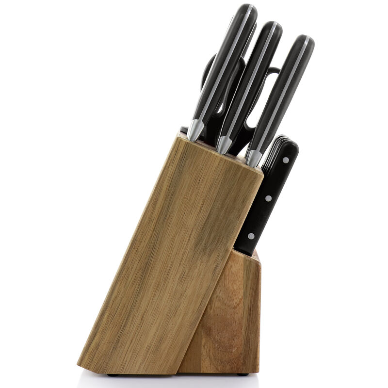 Martha Stewart 14 Piece Stainless Steel Cutlery Set in Black with Acacia Wood Storage Block image number 4