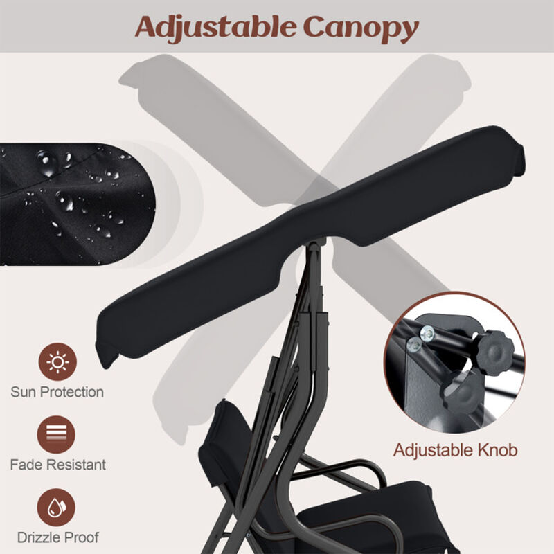 Mondawe 3 Seat Outdoor Patio Canopy Porch Swing with Cushioned Steel Frame