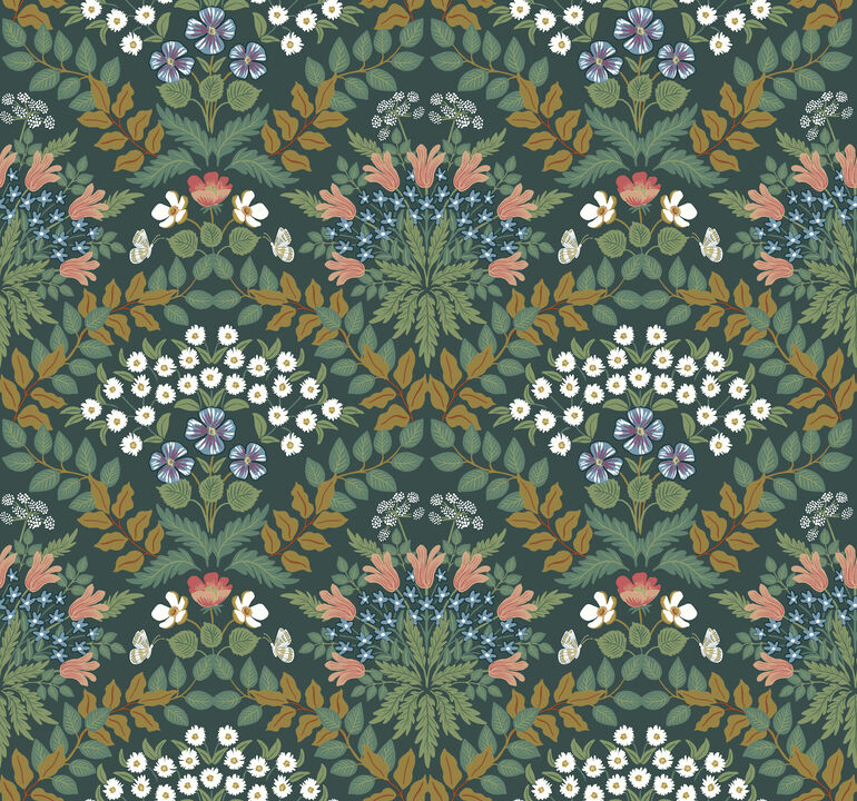 Bramble Green & Gold Wallpaper