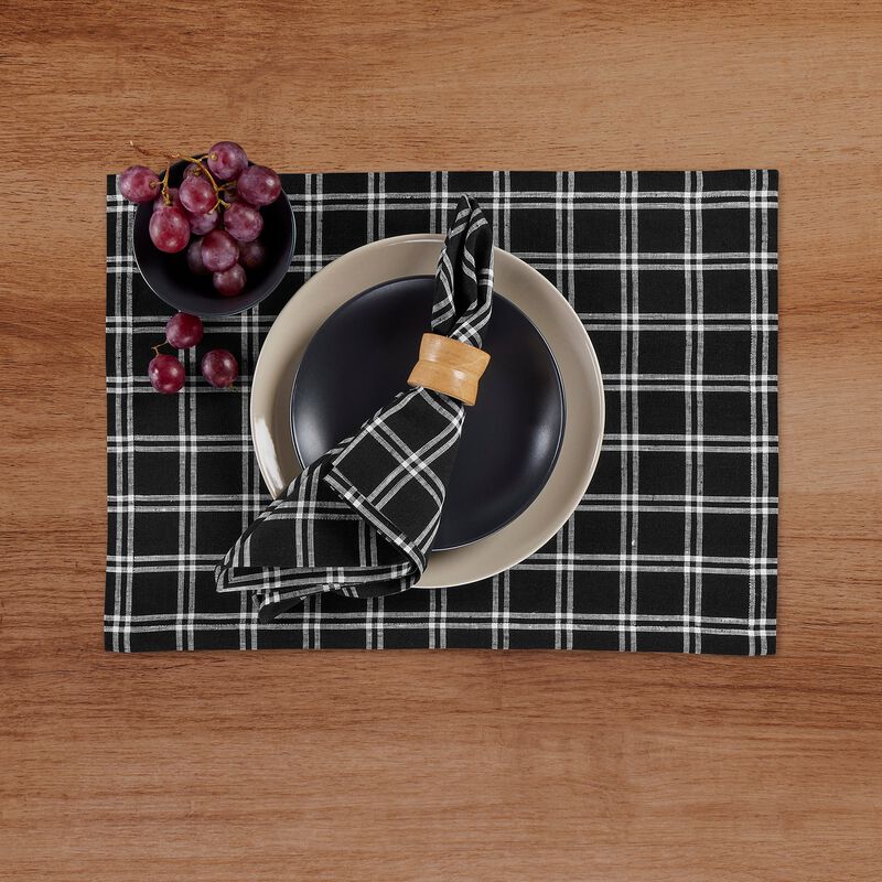 Solino Home 100% Pure Linen Dinner Napkins 20 x 20 Inch Set of 4 - Marseille Plaid