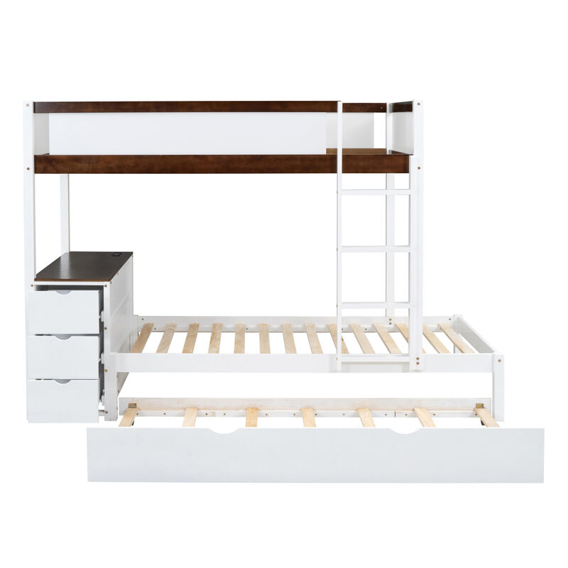 Twin Over Twin Bunk Bed With Twin Size Trundle, Storage And Desk