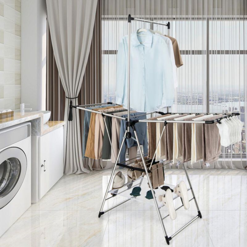 Hivvago Clothes Drying Rack with 6-Level Adjustable Height