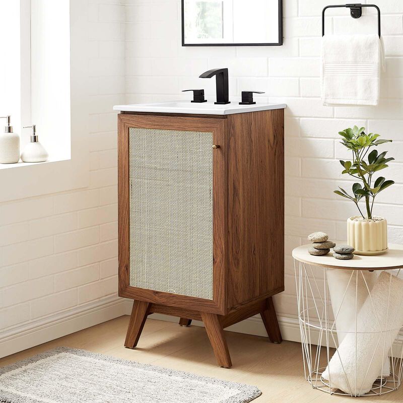 Modway Soma Bathroom Vanity, 18 Inch Single, Oak White image number 6