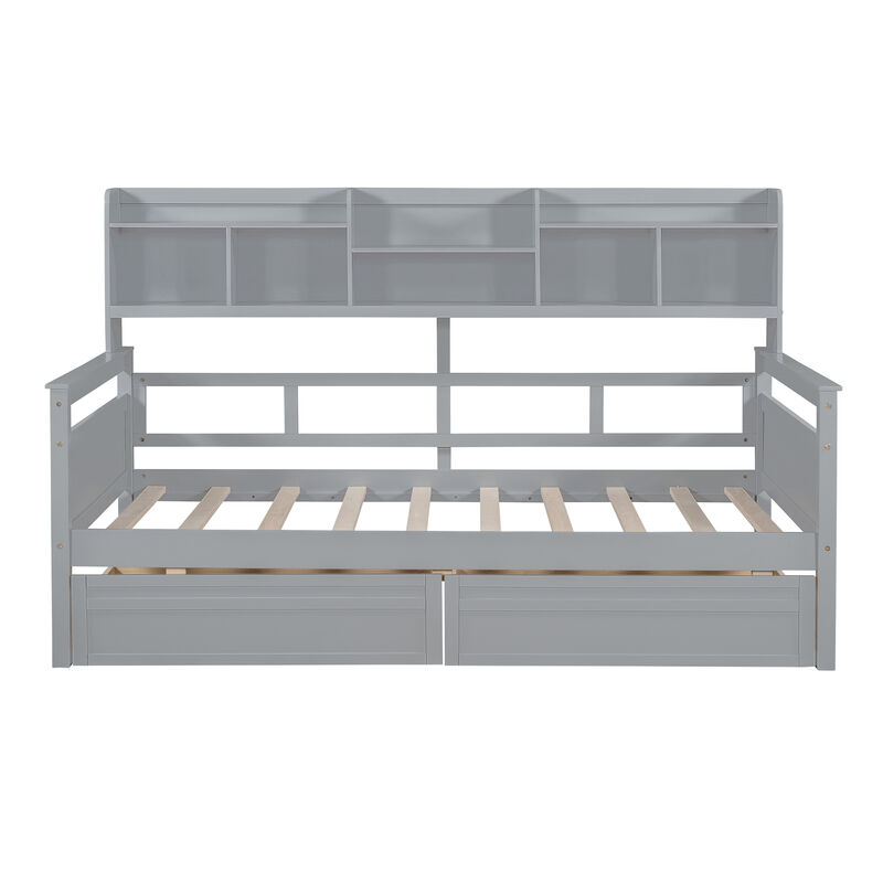 Merax Modern Daybed Bed with  Storage Shelves