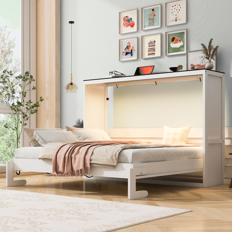 Merax Murphy Bed with Desk & LED Light image number 2