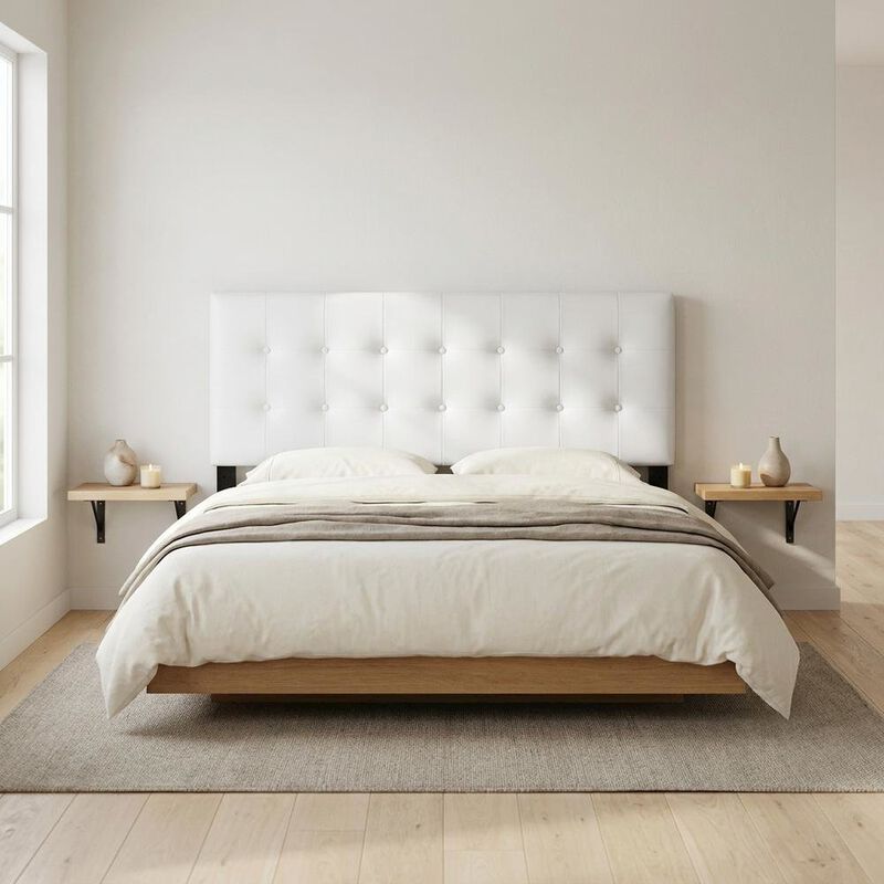Vinyl-Upholstered King Headboard Only with Padded Panel, Stand-Alone, White image number 7