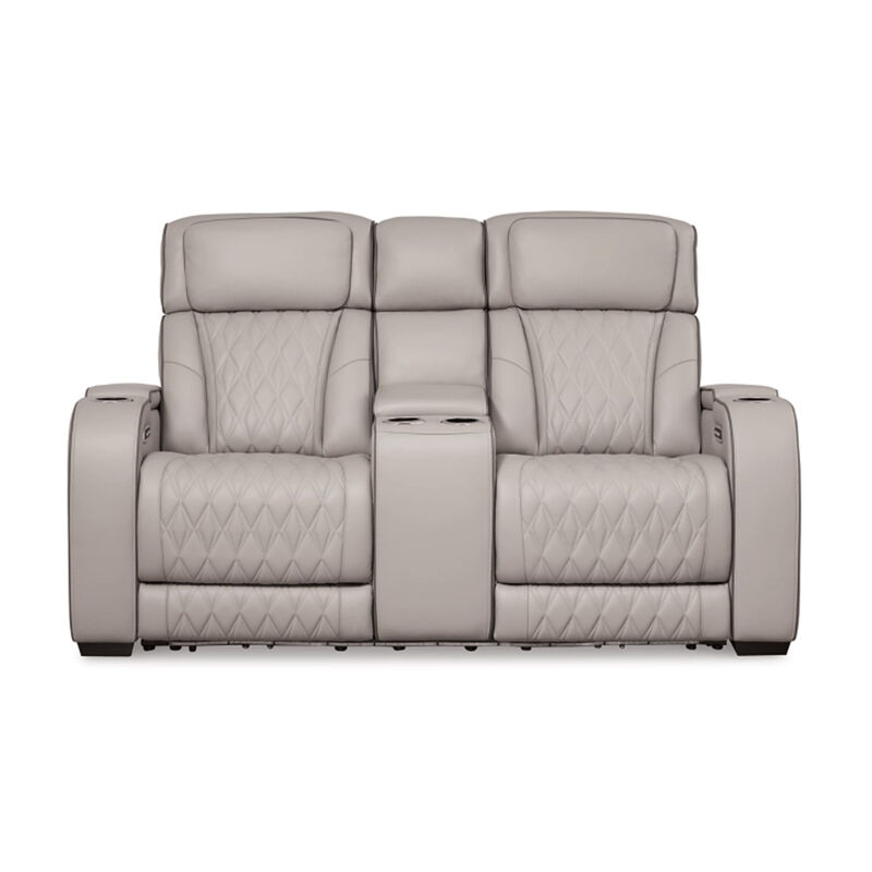 Boyin Power Recliner Loveseat, Gray Faux Leather, USB Port, 75 Inch - Benzara