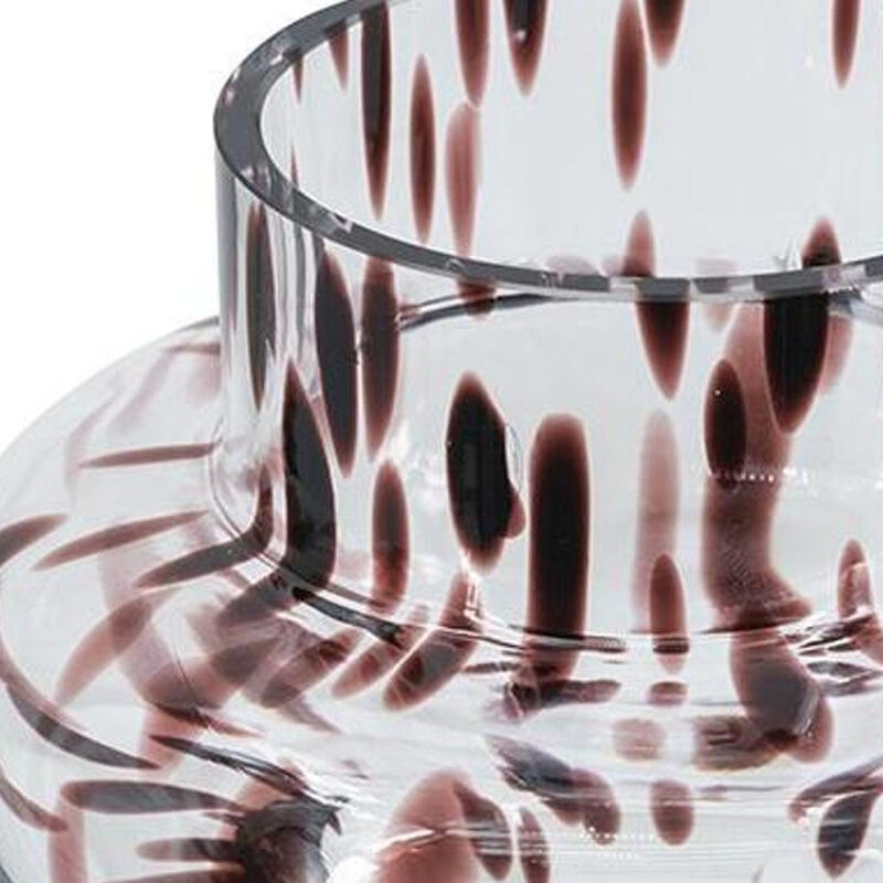 HomeRoots 8" Amber And Clear Abstract Glass Cylinder Table Vase image number 2