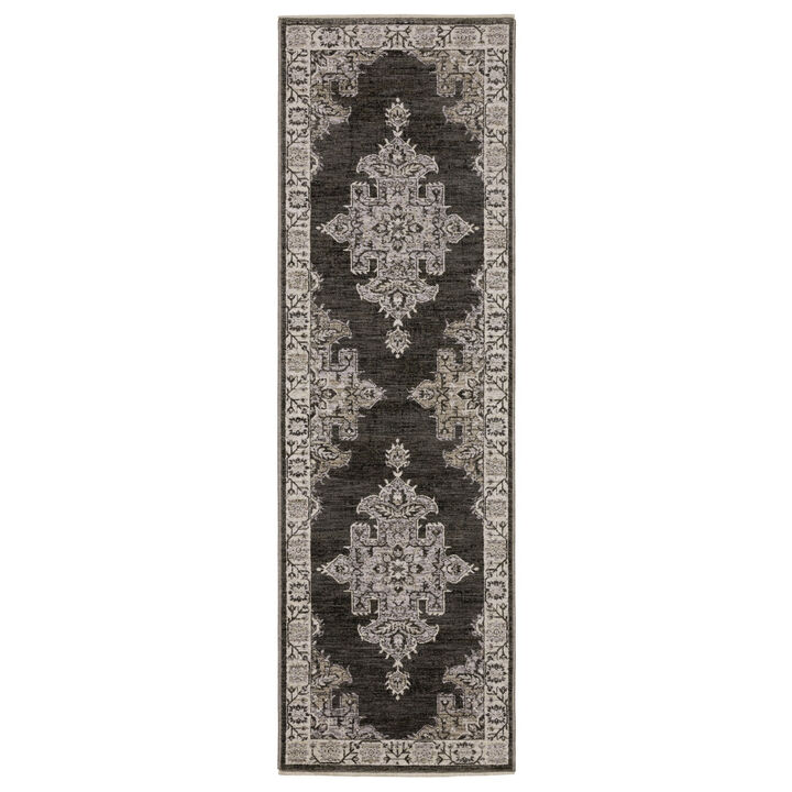 HomeRoots Medallion Runner Rug With Fringe