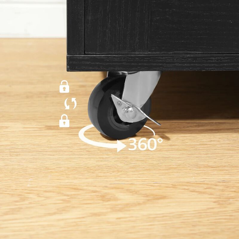 Mobile Kitchen Island with Built-In Power Outlet and Sliding Barn Door-Black image number 6