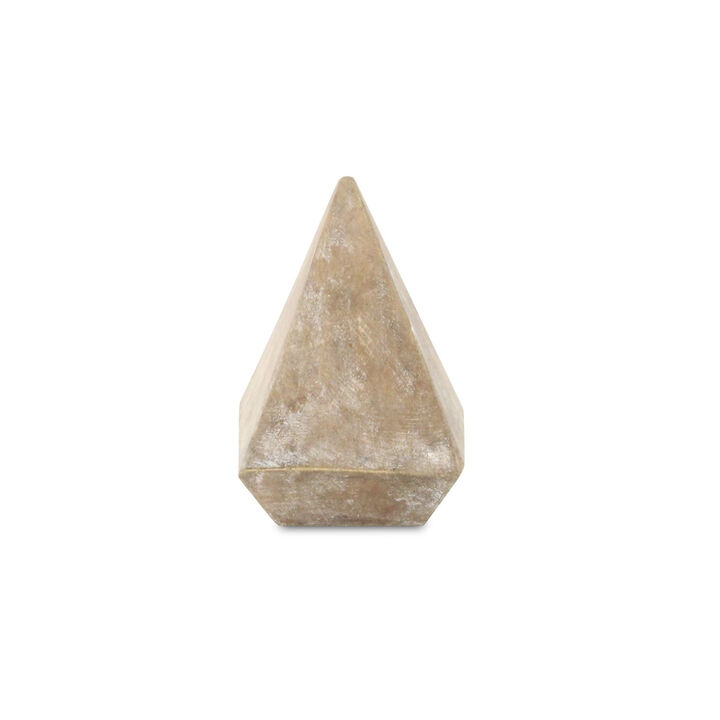 HomeRoots 3" Brown Solid Wood Pyramid Decorative Sculpture