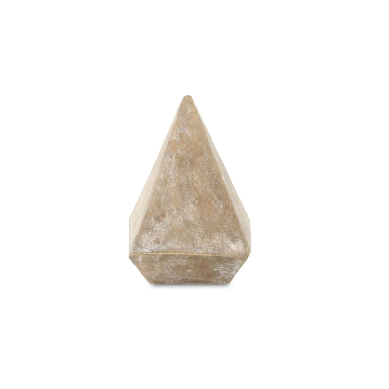 HomeRoots 3" Brown Solid Wood Pyramid Decorative Sculpture image number 0