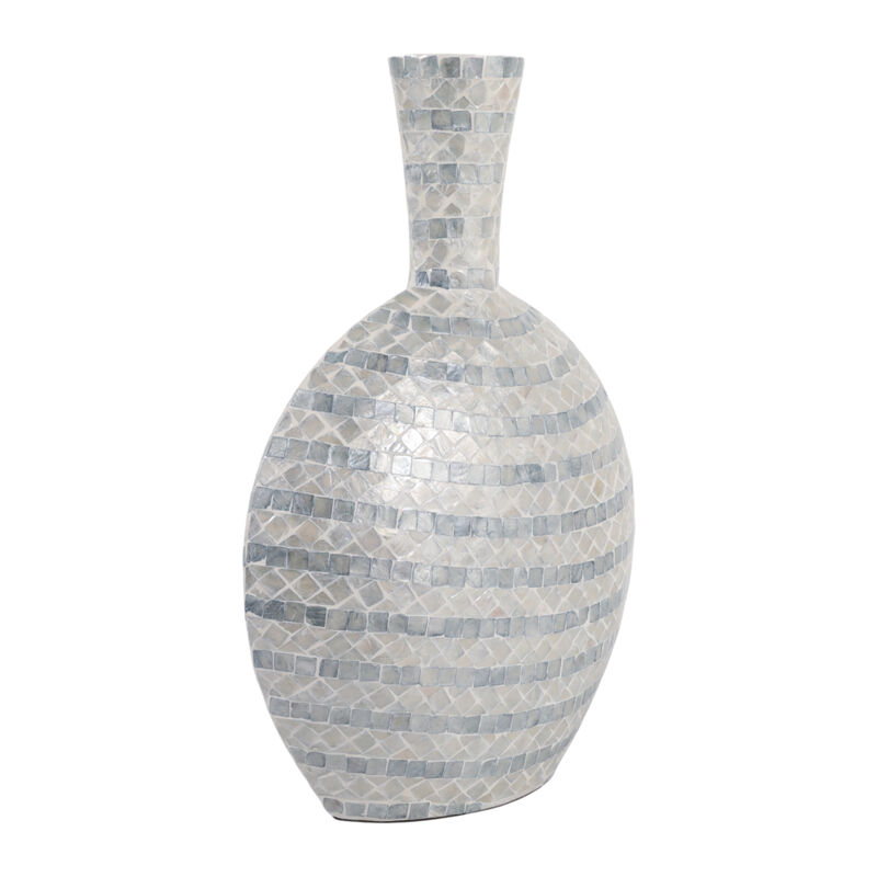23x16" Capiz Gourd Vase, Blue image number 2
