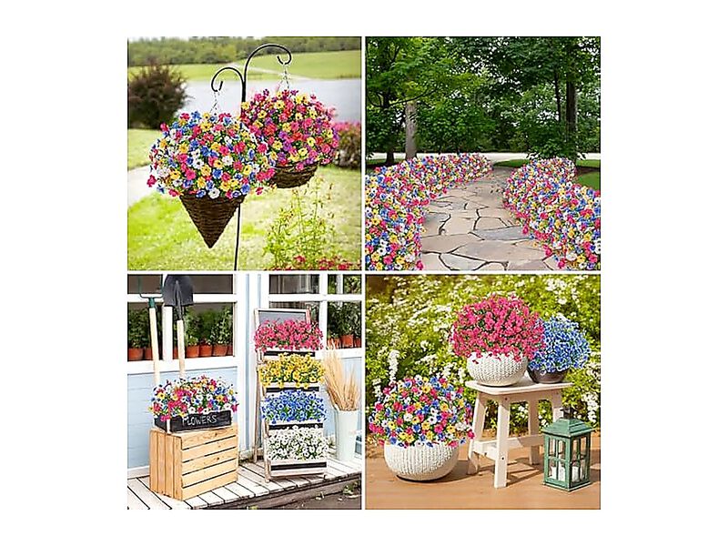 Artificial Flowers Outdoors 16 Bundles UV Resistant Fake Realistic Silk Faux Box image number 3