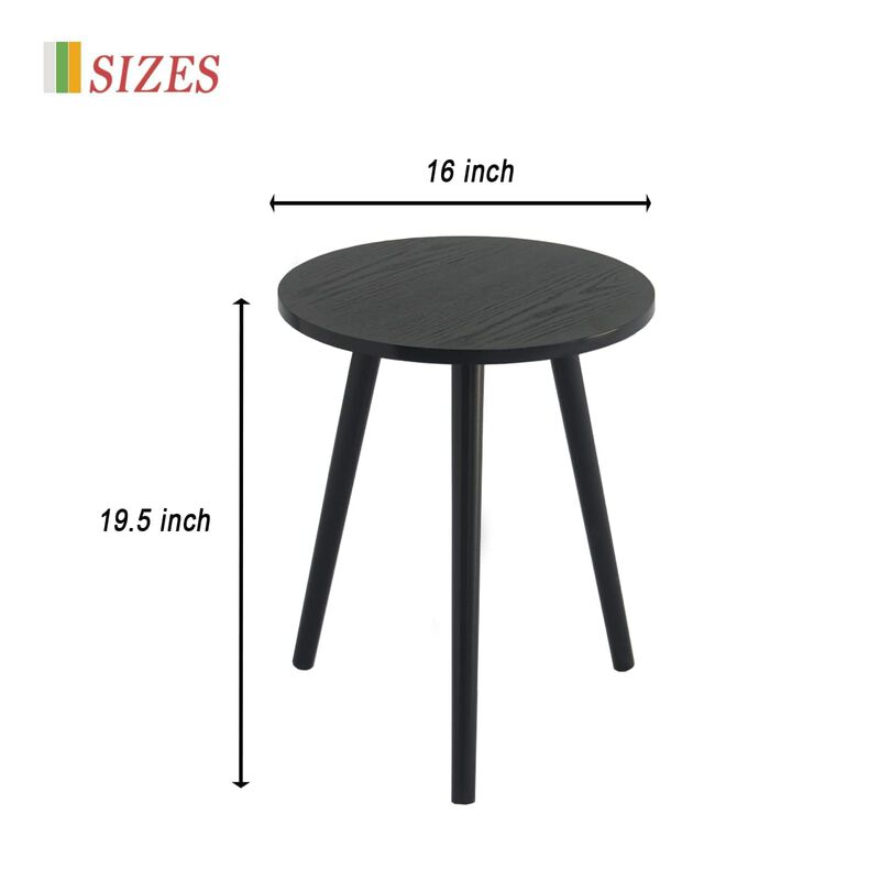 AWASEN Round End Table, Black Side Table Modern Home Decor Small Accent Table for Small Space Living Room, Bedroom and Balcony,