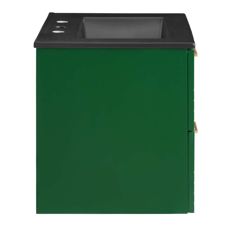Modway Daybreak Bathroom Vanity, 24" with Black Sink, Green image number 3