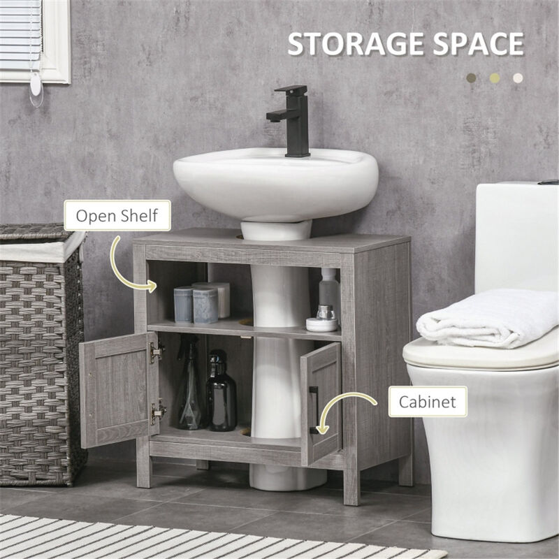 Compact Sink Cabinet for Bathroom with Shelves and Hidden Storage