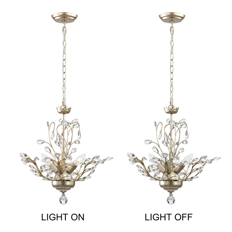 Heli 4-light Brushed Silver-ish Champagne Crystal Leaves Chandelier image number 9