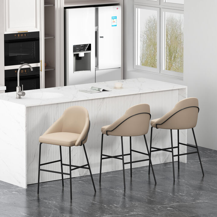 Gracie Barstools in Tan and Black (Set of 3)