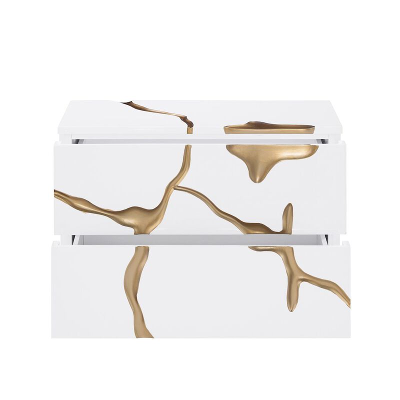 Best Master Furniture Trevello High-Gloss Lacquered Right Nightstand, Gold Accents (Black) image number 5