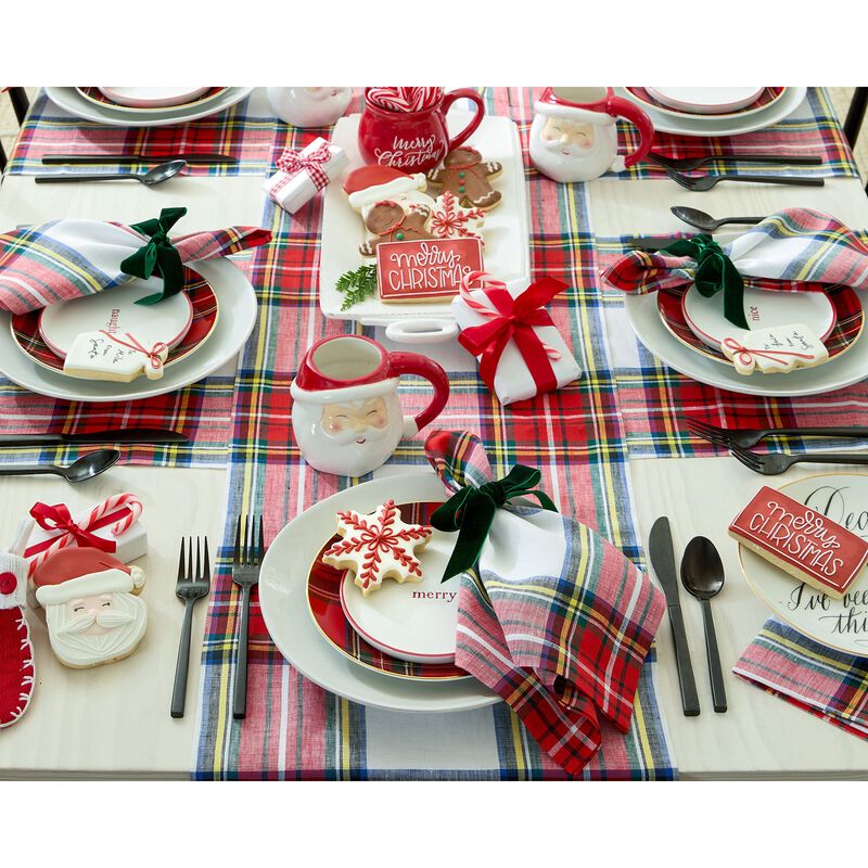 Christmas Linen Placemats 14 x 19 in Set of 4 - Stewart Plaid, Solino Home
