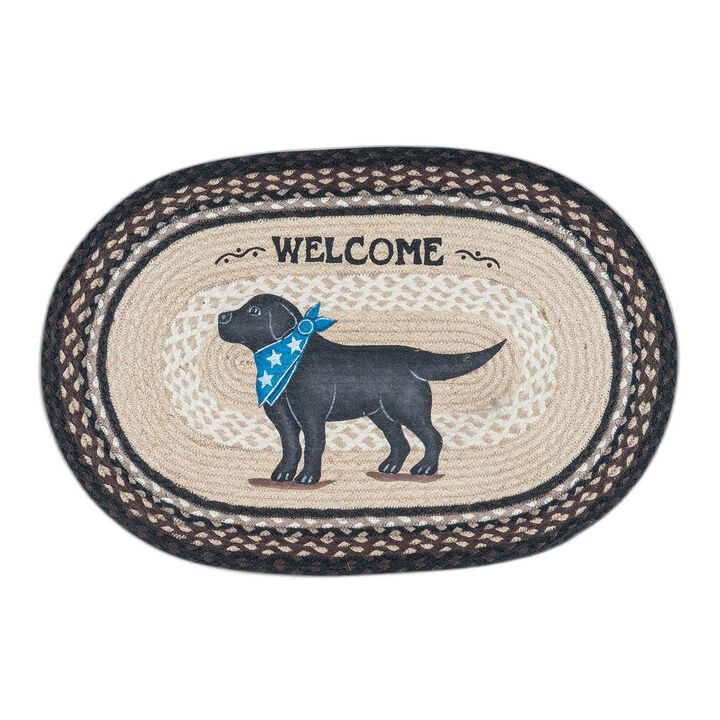 Earth Rugs Op-313 Black Lab Oval Patch 20 X 30