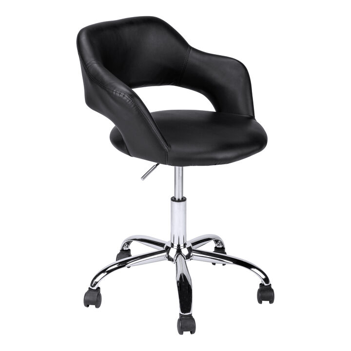 Monarch Specialties I 7298 Office Chair, Adjustable Height, Swivel, Ergonomic, Armrests, Computer Desk, Work, Metal, Pu Leather Look, Black, Chrome, Contemporary, Modern