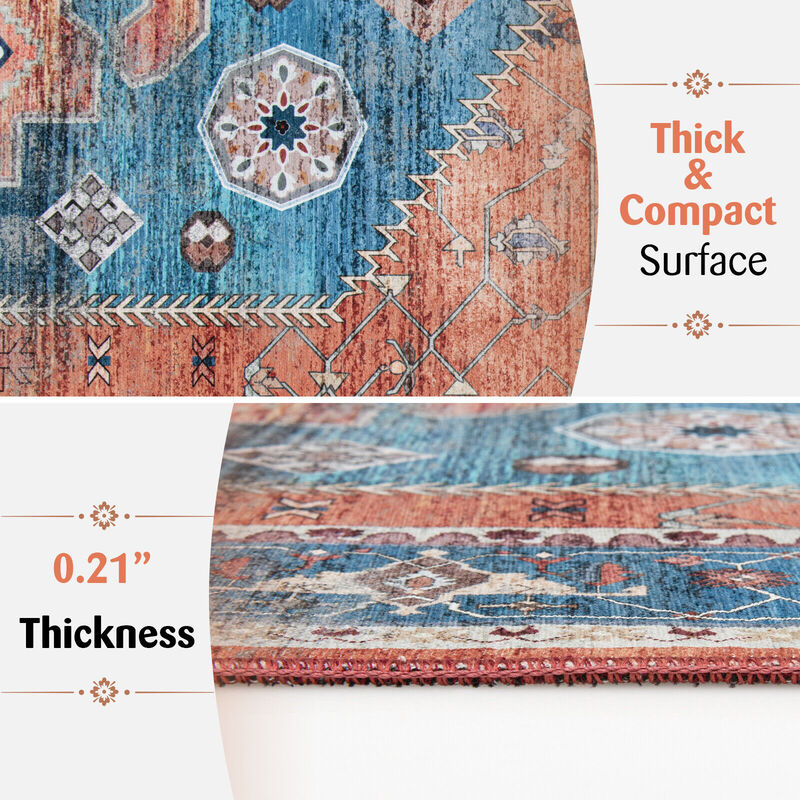 5 x 7 Inch Non-Shedding Distressed Vintage Indoor Area Rug image number 3