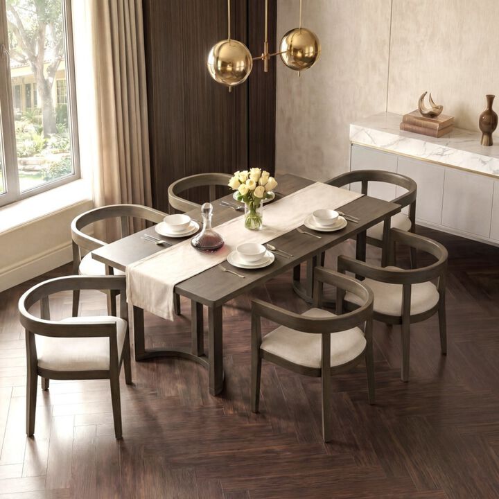 Curquu 7‑Piece Modern Farmhouse Dining Set
